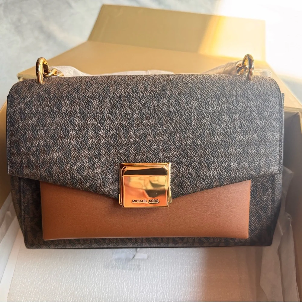 NWT Michael Kors Lita Medium Shoulder Bag – Brown